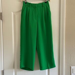 ARITZIA WILFRED Effortless Vibrant Kelly Green Cropped Pants *RARE*